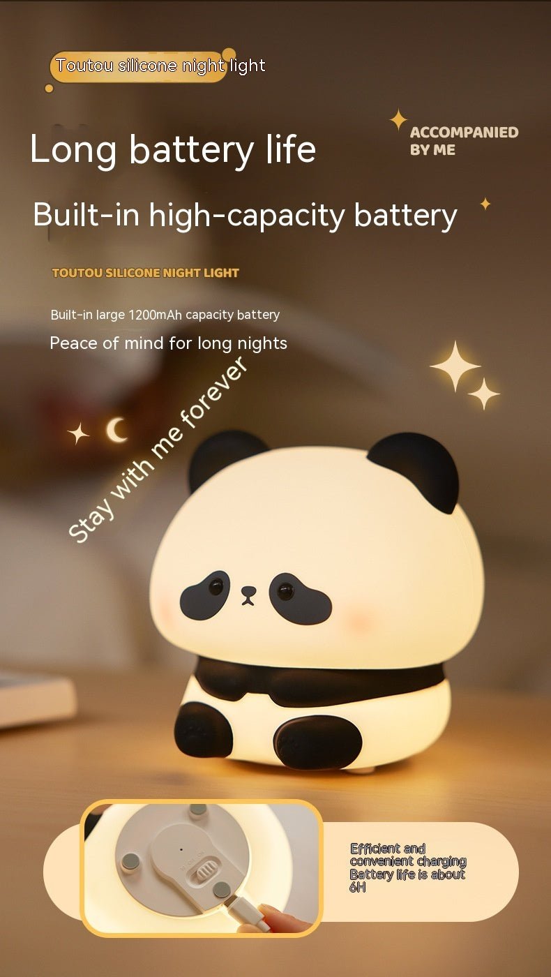 Panda LED Night Light Cute Silicone Night Light USB Rechargeable Touch Night Lamp Bedroom Timing Lamp Decoration Children's Gift Home Decor - My Store