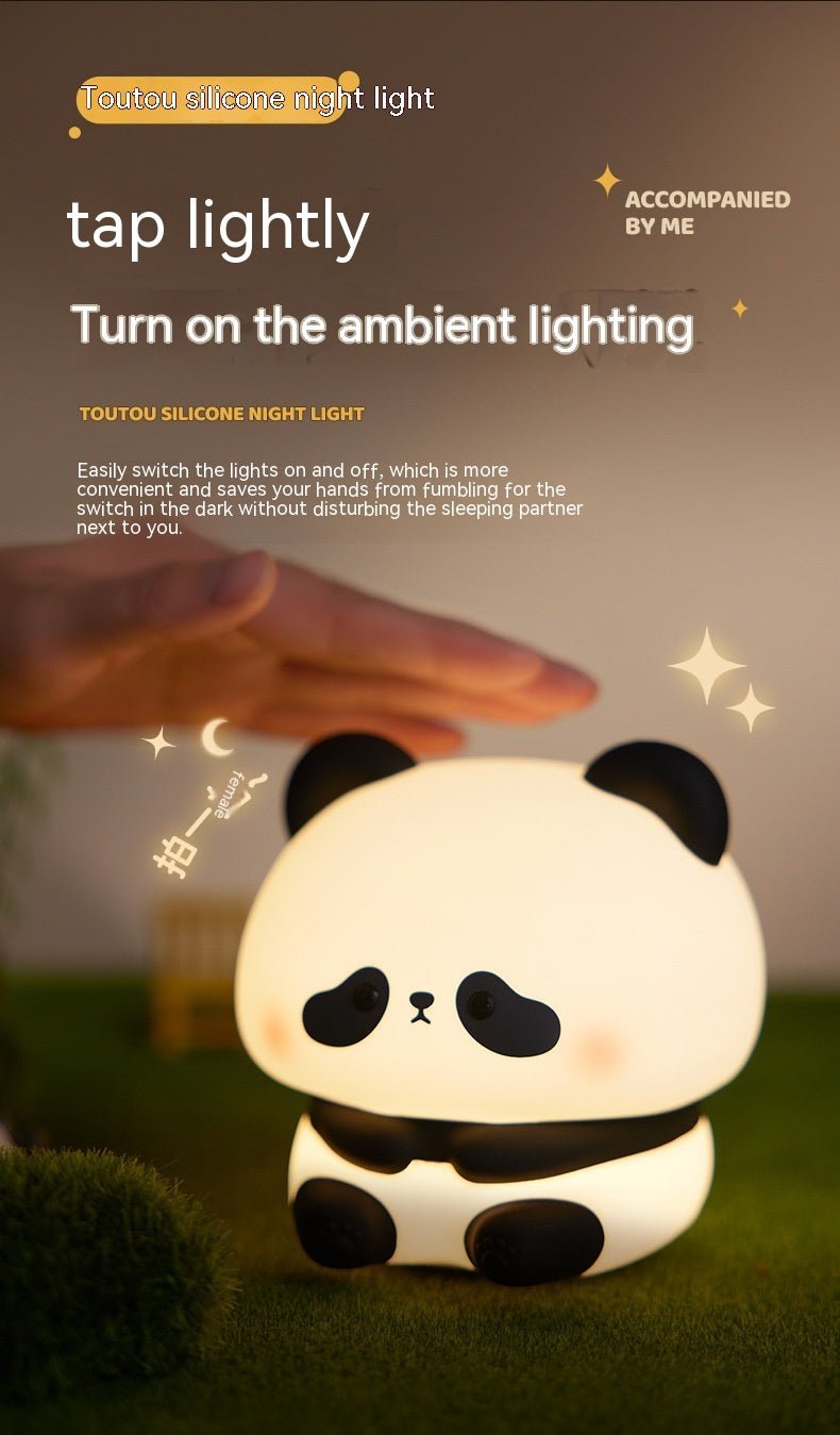 Panda LED Night Light Cute Silicone Night Light USB Rechargeable Touch Night Lamp Bedroom Timing Lamp Decoration Children's Gift Home Decor - My Store