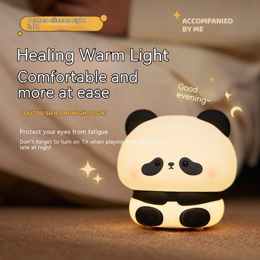 Panda LED Night Light Cute Silicone Night Light USB Rechargeable Touch Night Lamp Bedroom Timing Lamp Decoration Children's Gift Home Decor - My Store