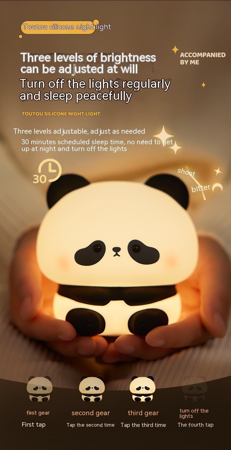 Panda LED Night Light Cute Silicone Night Light USB Rechargeable Touch Night Lamp Bedroom Timing Lamp Decoration Children's Gift Home Decor - My Store