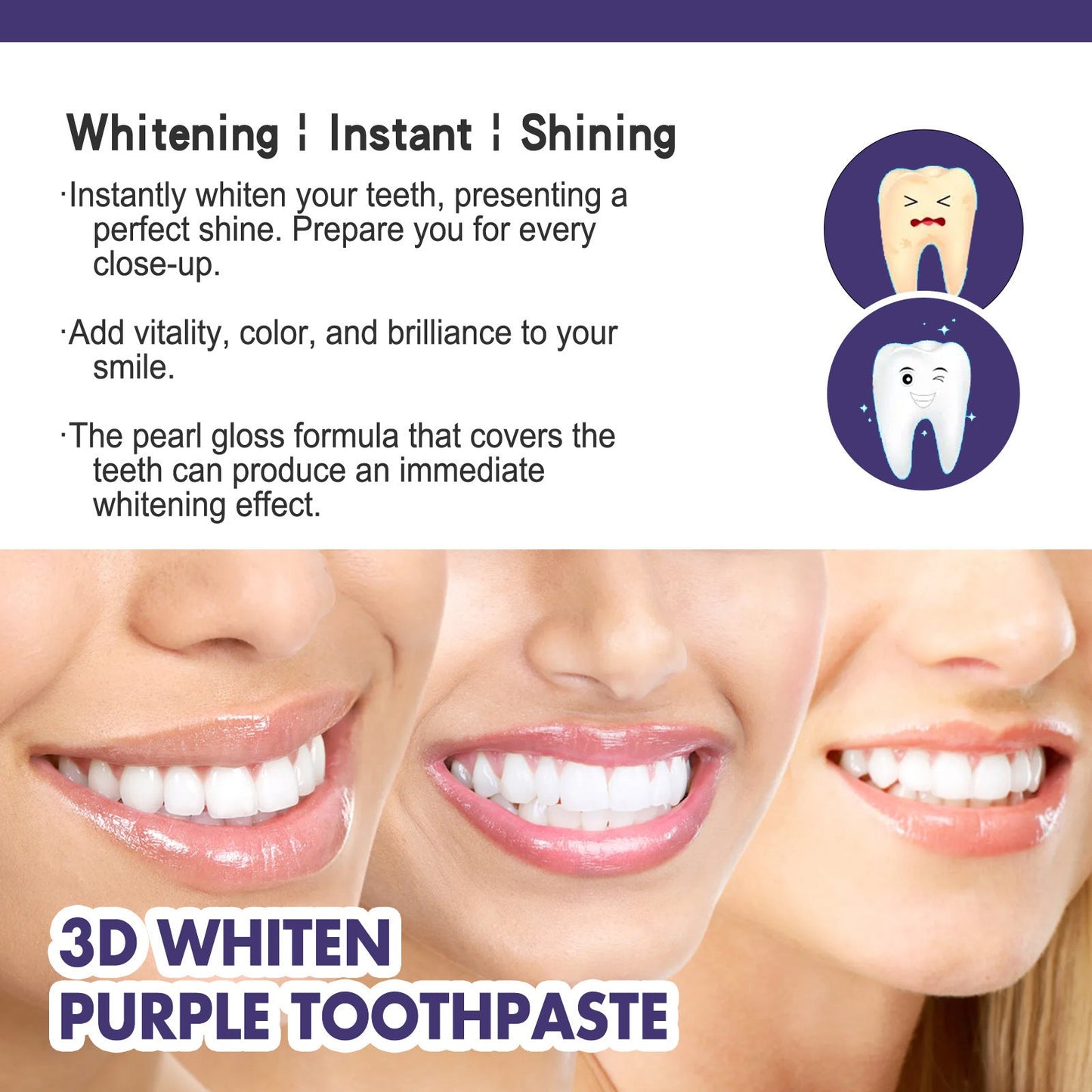 Teeth Whitening Purple Toothpaste Deep Cleaning - My Store