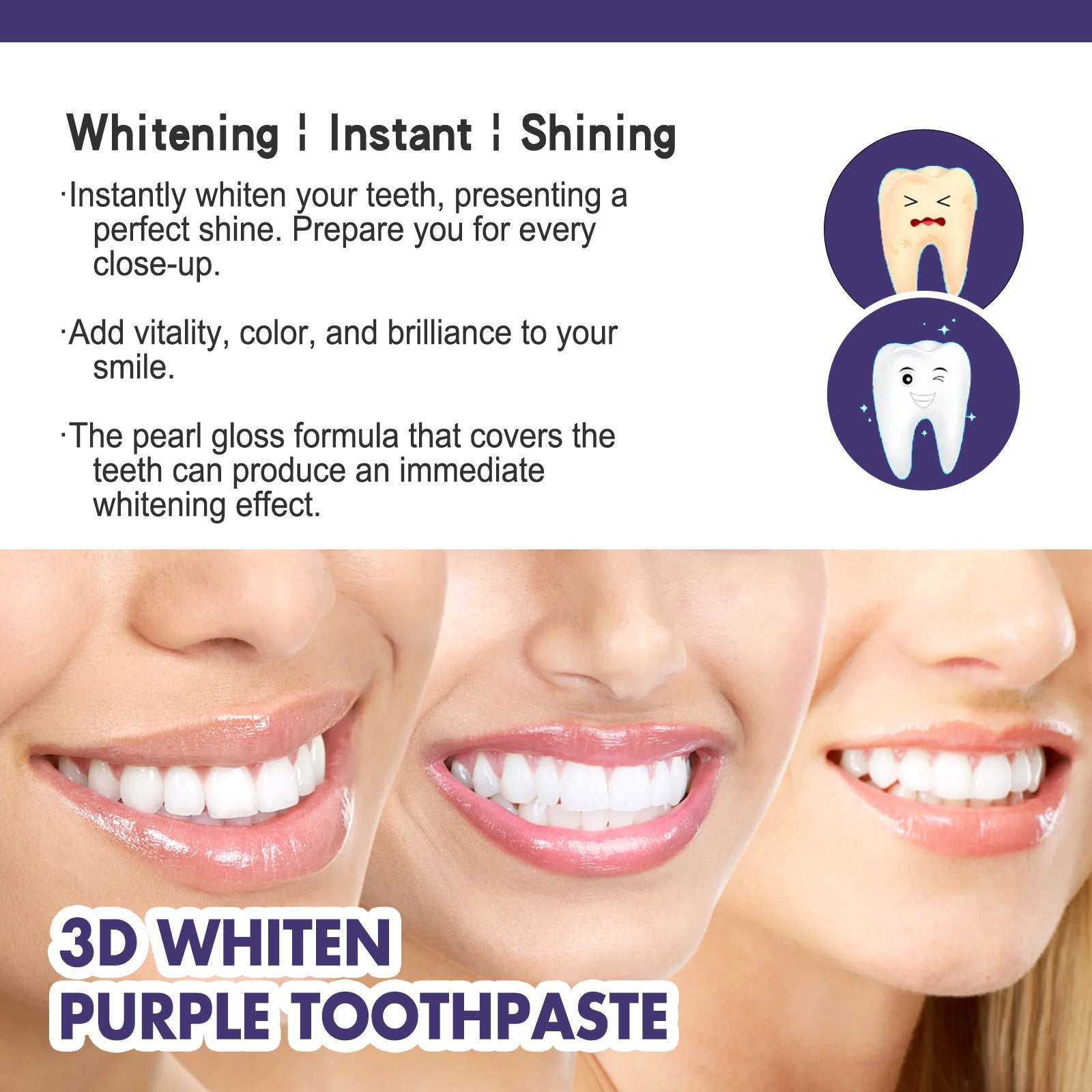 Teeth Whitening Purple Toothpaste Deep Cleaning - My Store