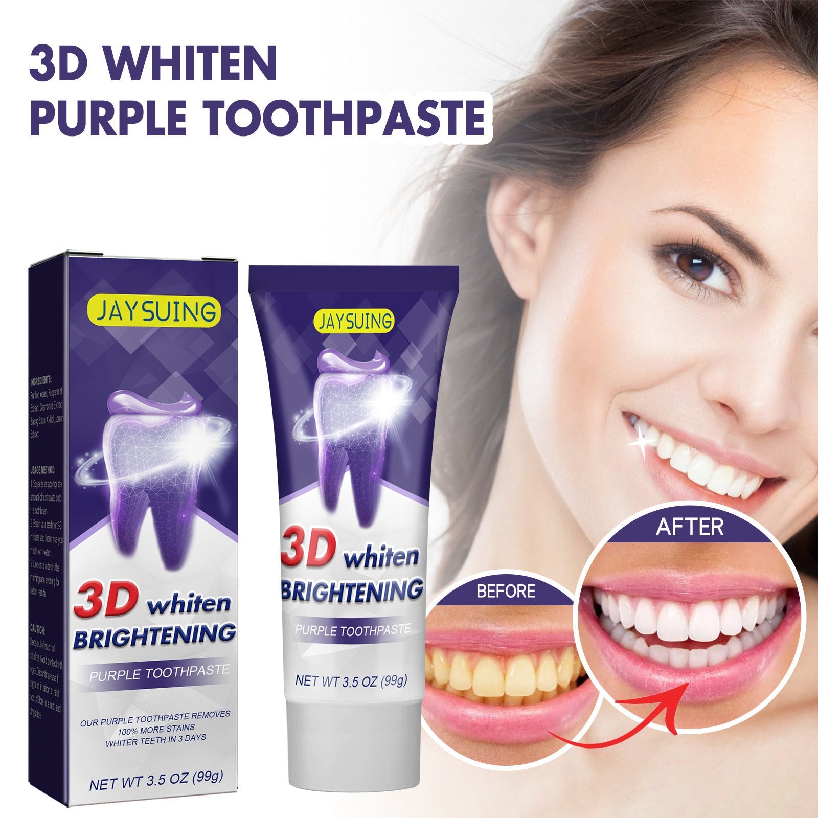 Teeth Whitening Purple Toothpaste Deep Cleaning - My Store